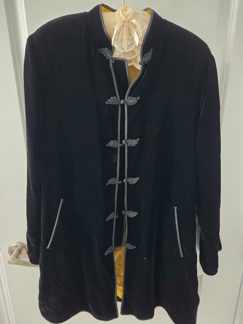 Vintage Indo Chic Black Velvet Coat M
